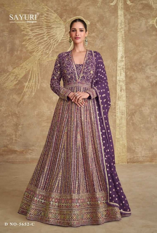 Georgette Embroidered Gown Set