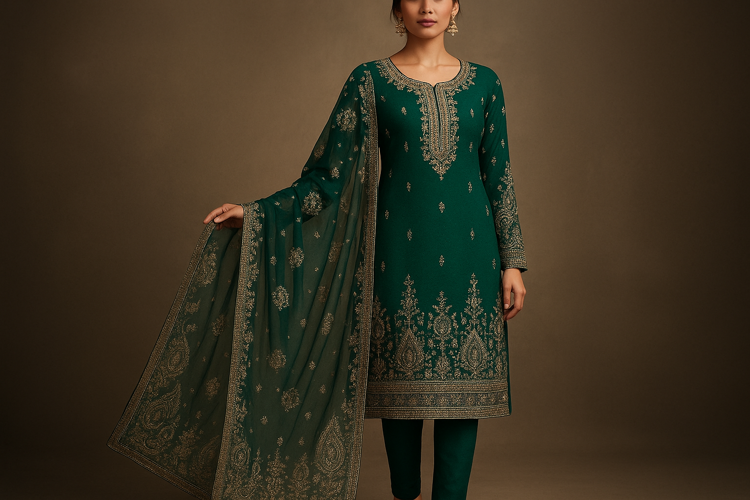 Designer Pakistani Suit – Embroidered Georgette Elegance
