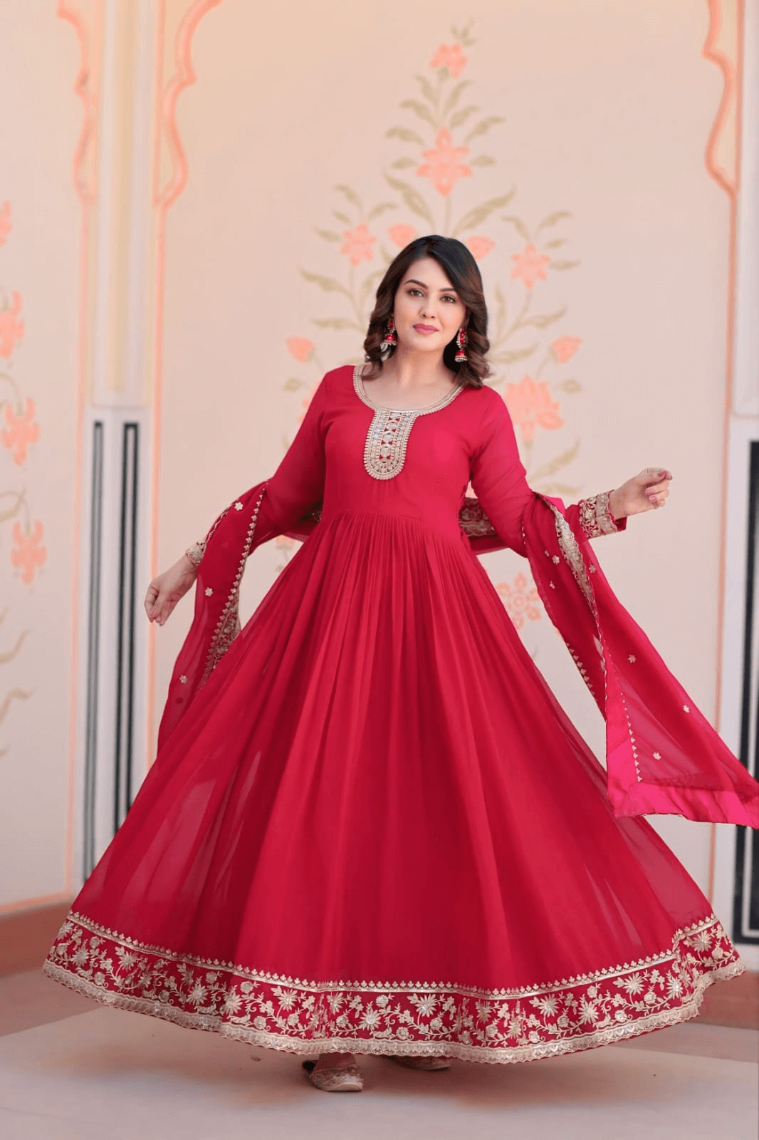 Designer Rani Pink Anarkali Gown for Weddings and Festive Wear