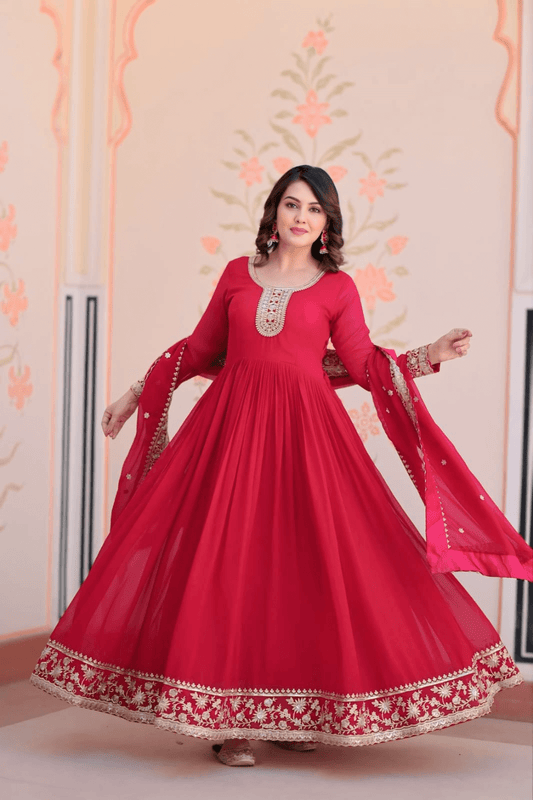Designer Rani Pink Anarkali Gown for Weddings and Festive Wear